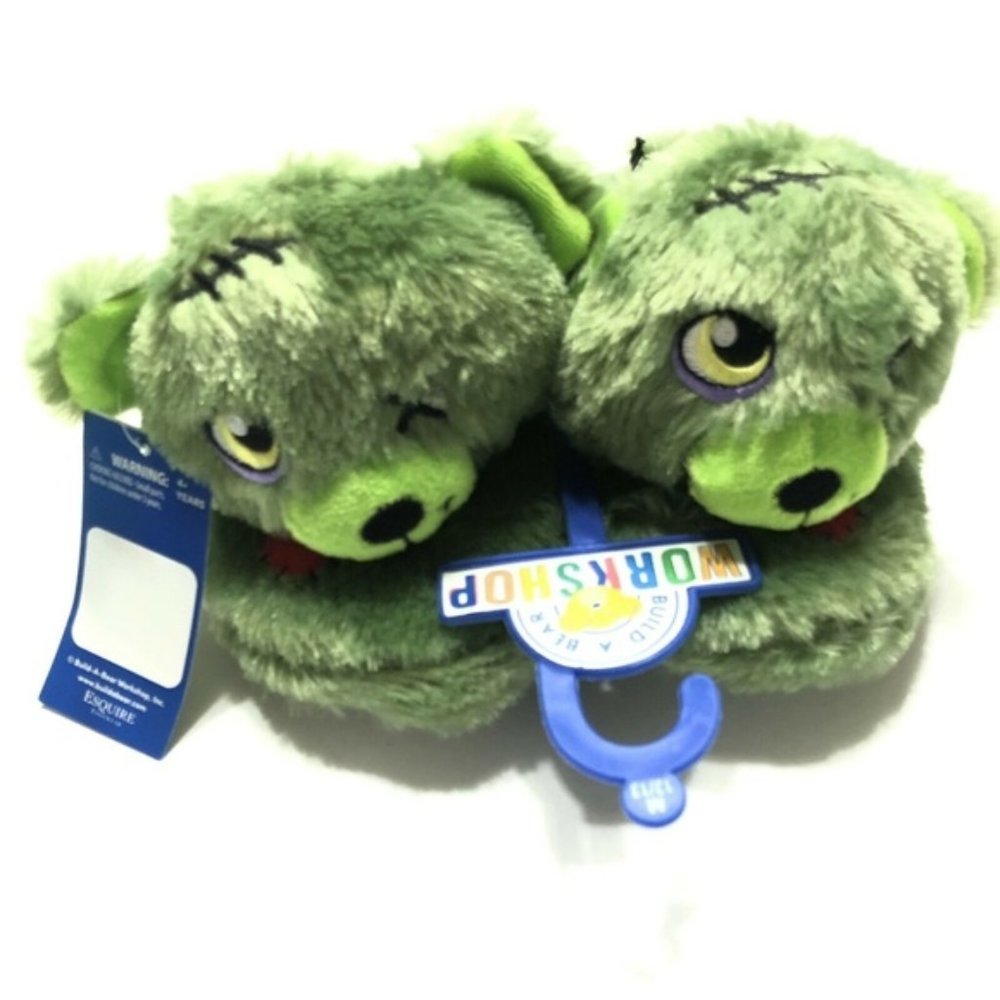 Build A Bear Halloween Green Frankenstein Slippers